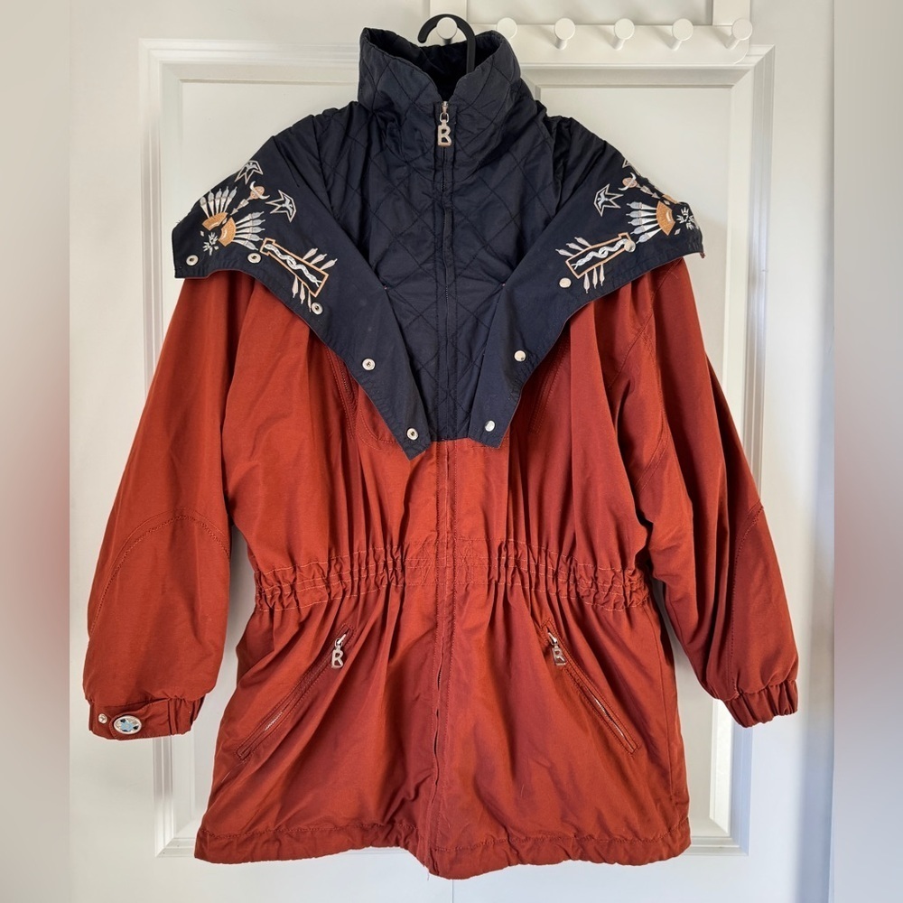 Vintage Bogner Germany Embroidered Western Ski Jacket Rust Orange - Picture 3 of 17